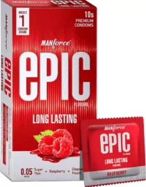 Manforce Epic Long Lasting Strawberry Flavour Condoms 10s