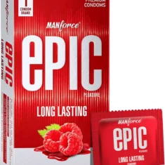 Manforce Epic Long Lasting Strawberry Flavour Condoms 10s