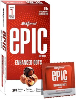 Manforce Epic Enhanced Dots Chocolate Flavour Condoms 10s